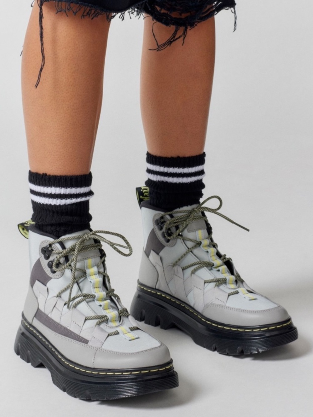 Dr. Martens Boury Lugged Sole Gorpcore Hiking Combat Lace Up Ankle Boot Gunmetal